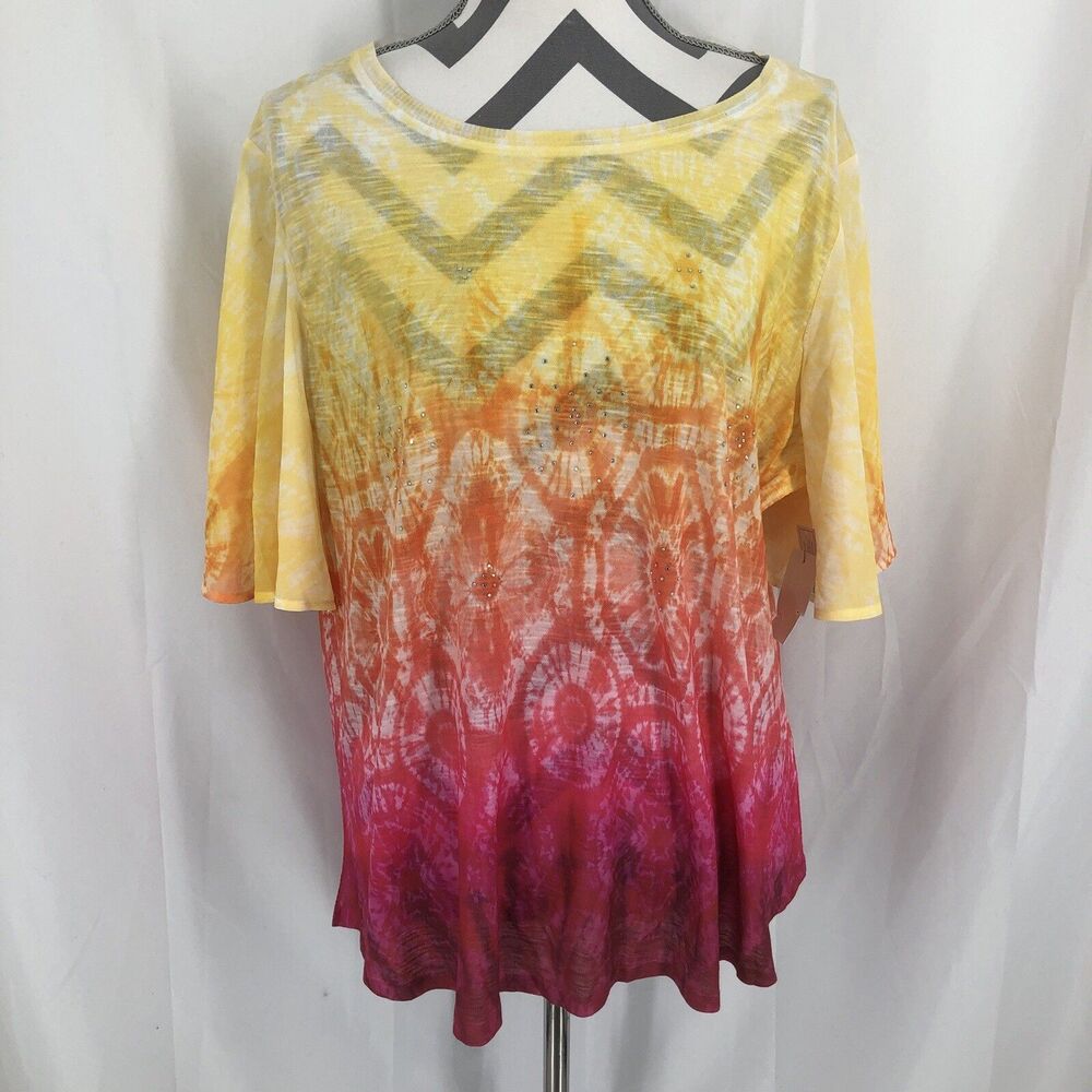 Concepts womens Short sleeve sublimation Sheer Top Shirt Size XXL (20)